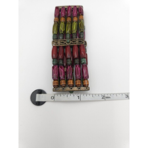 Multicolor Acrylic Beaded Necklace With Faux Turquoise & Stretch Bracelet - Picture 10 of 13